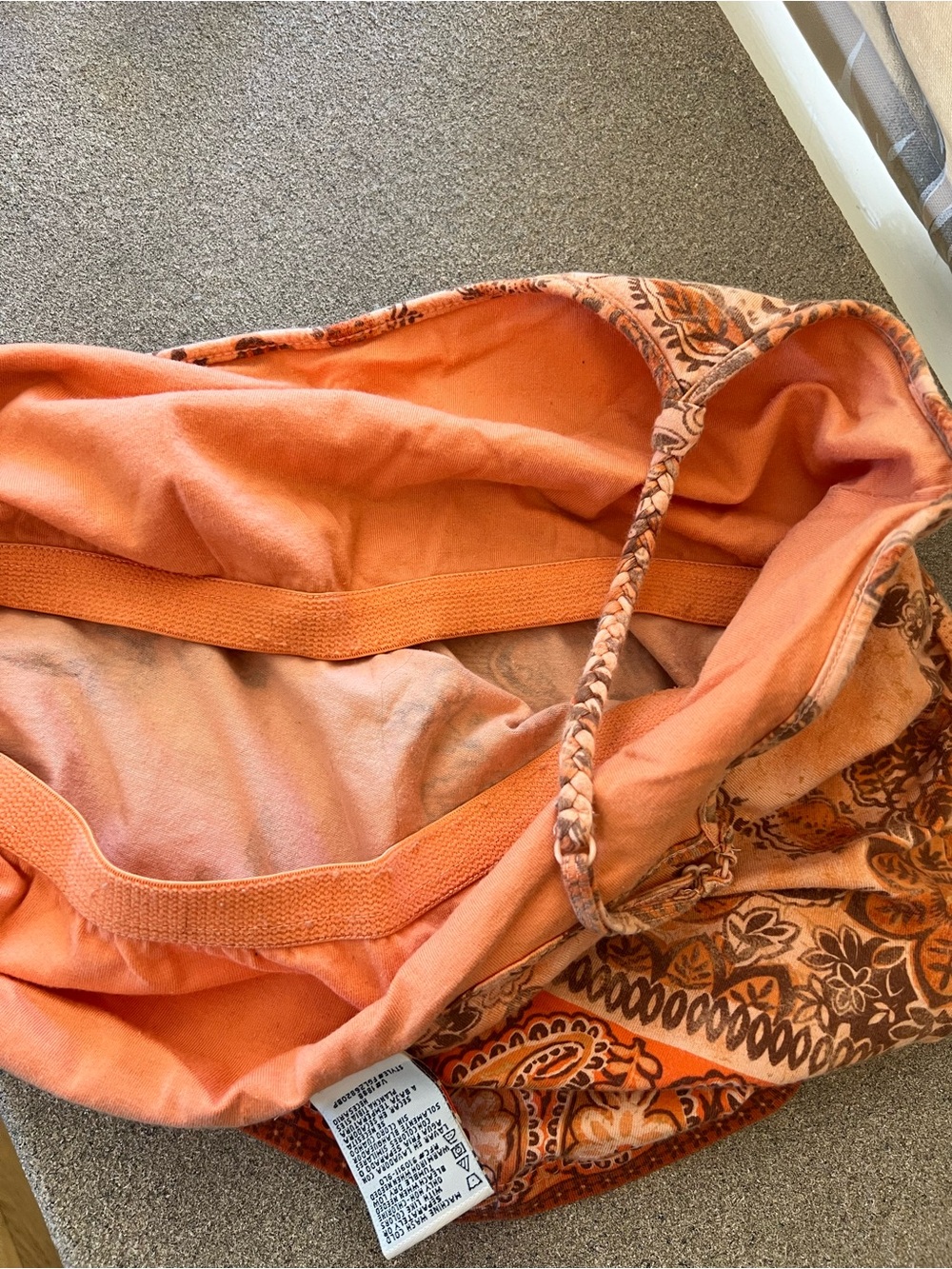 Y2K Faded Glory Orange Paisley Tropical Floral Braided Straps Tank Top Size L - Picture 10 of 10